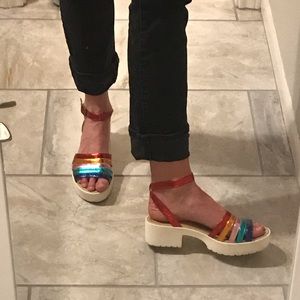 Rainbow sandals 2-inch heel 1-inch platform